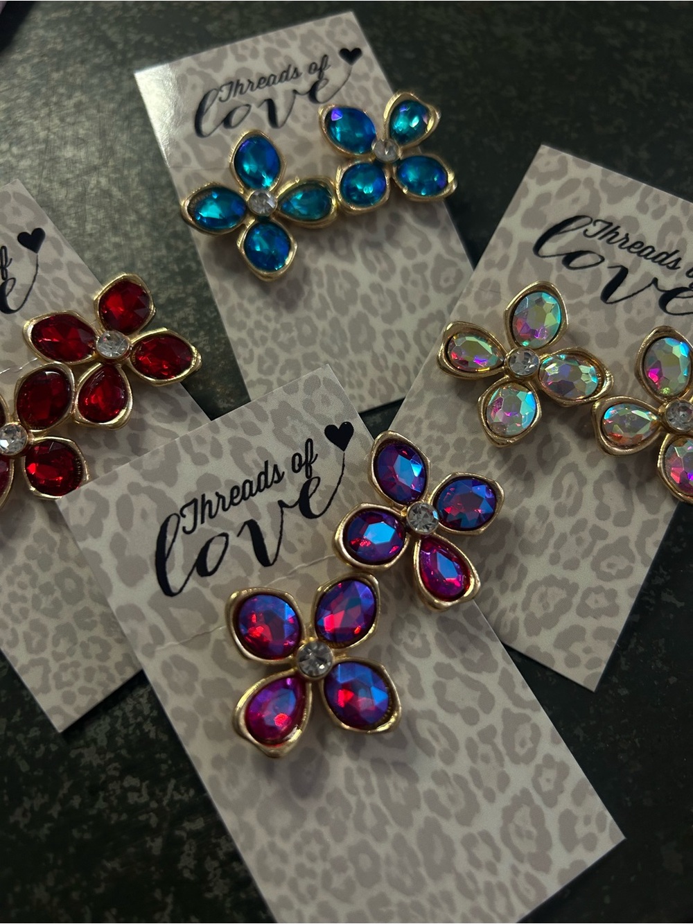 Bundle Crystal Flower Earrings